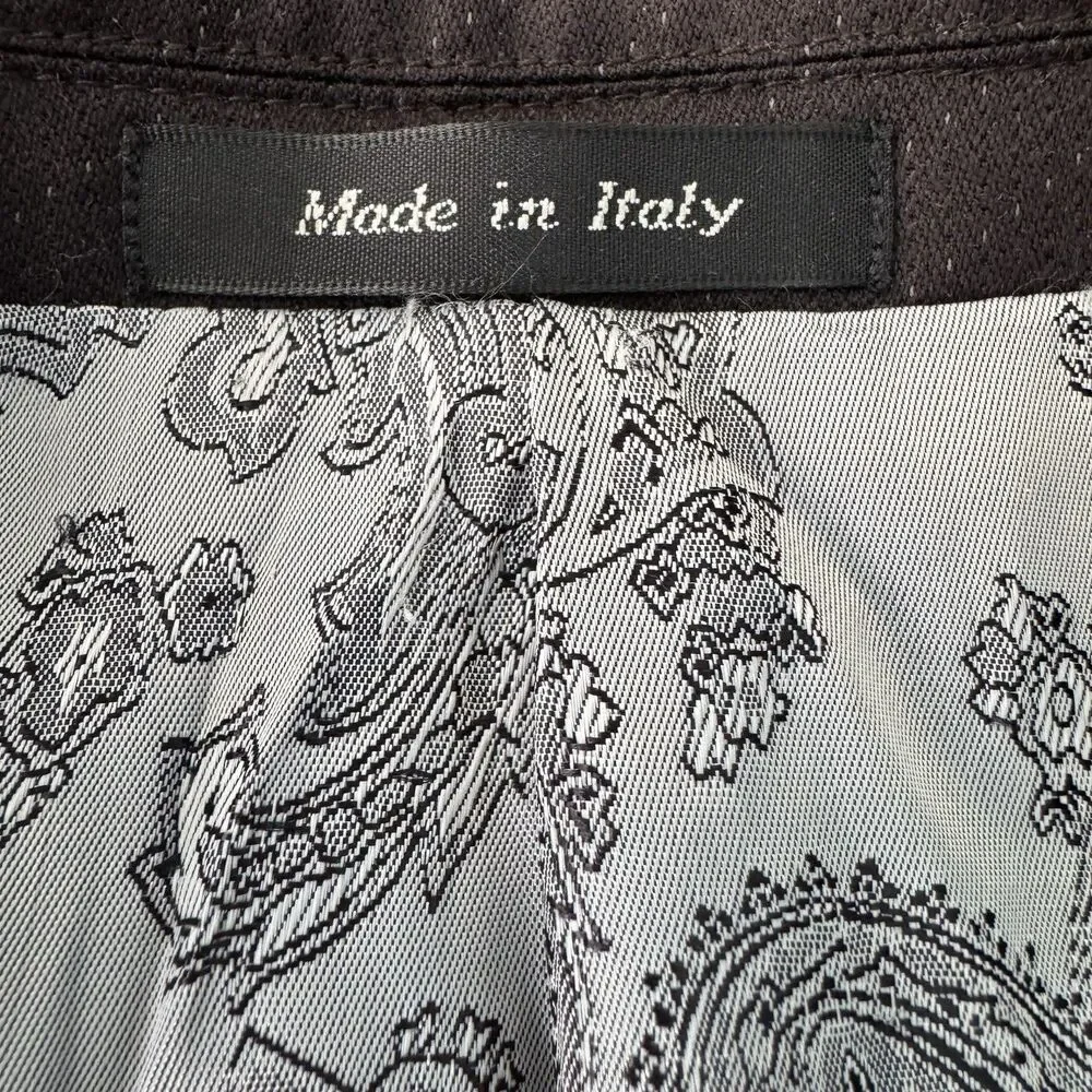 Tiglio Paisley Blazer Men 44R Super 150's Brown Pinstripe Wool Italy Sport Coat